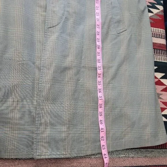 Vtg London Fog Clipper Mill Plaid Overcoat Trench Coat Sz 42 Long Classic City